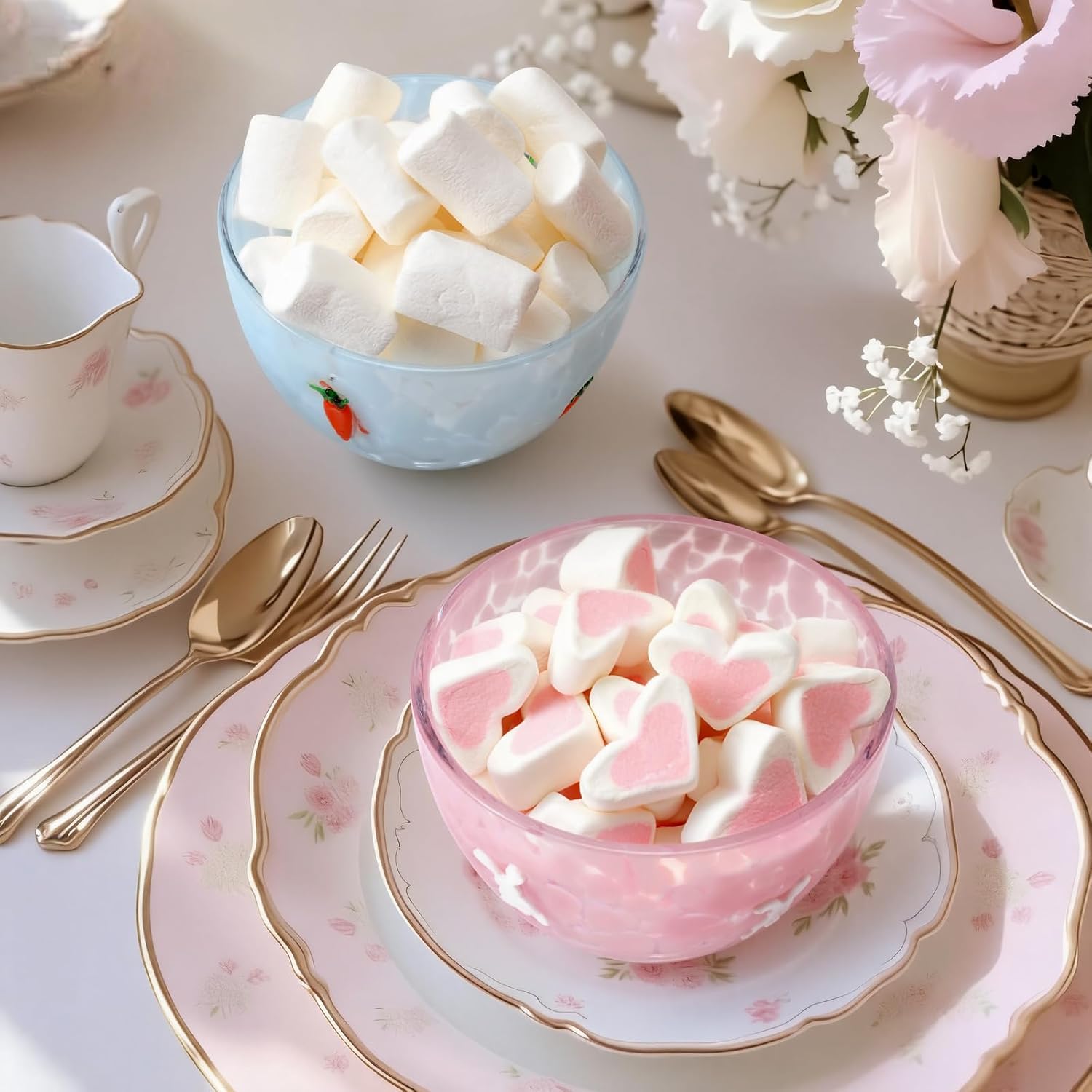 2 Pcs Easter Bunny Candy Bowls Dish, 14oz Spring Carrot Rabbit Serving Bowls Double Old Fashioned Glass Easter Gifts for Snacks Dessert Cookie Holiday Party Table Decoration