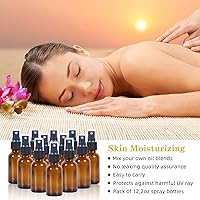 Vista 4 de Botella pulverizadora de vidrio de 2 onzas, botellas de vidrio Boston de niebla fina con pulverizador de niebla fina negra, botellas pequeñas