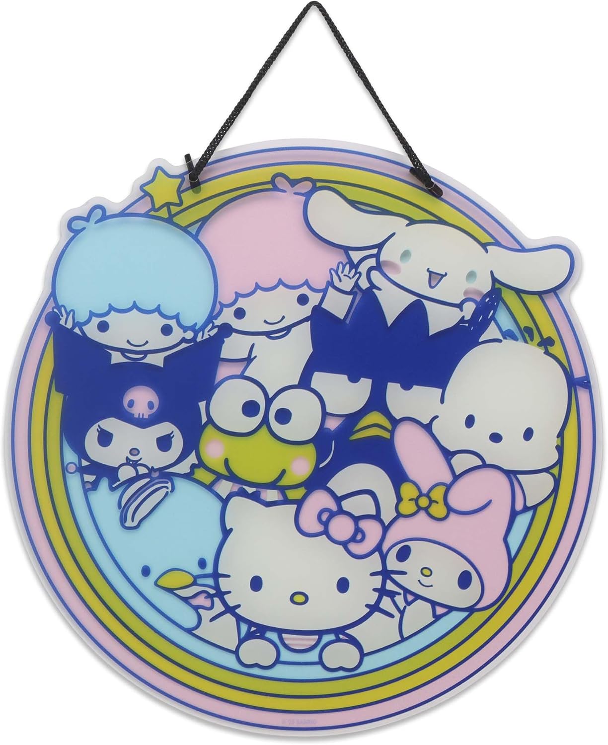 Open Road Brands Hello Kitty and Friends Round Hanging Acrylic Wall Decor - Cute Hello Kitty Wall Art for Home