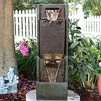 Vista 1 de Fuente de agua de jardín al aire libre con diseño contemporáneo y luz LED fuente de agua de pie - adecuada para terraza, patio, porche, decoración