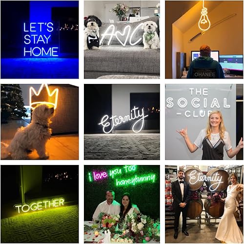 Miniatura 4 de Aslanka Letreros de neón personalizados, letrero de neón personalizado para decoración de pared, letrero de neón personalizable para bodas, fiestas