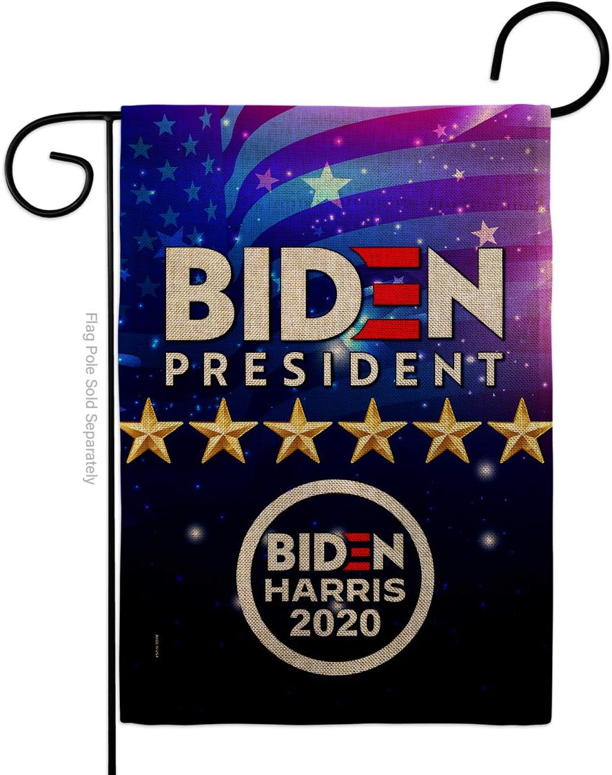 Biden Harris Garden Flag Set Wall Holder Patriotic President Democrat Republican Tea Party United State American Election Small Gift Yard House Banner Made In USA 13 X 18.5