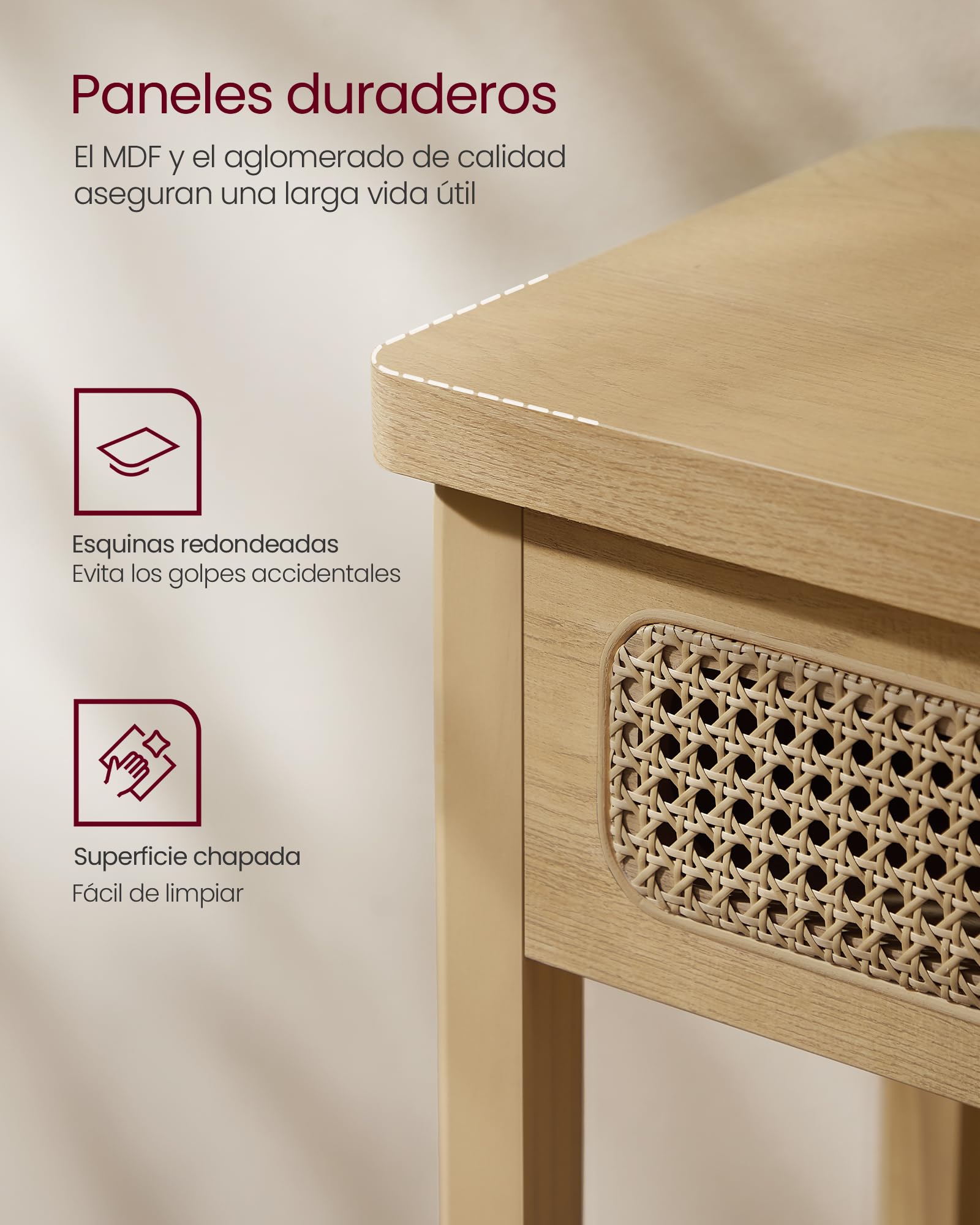 VASAGLE Mesa de Consola para Recibidor, Delgada para Salón, de Entrada con 2 Cajones, Estante Abierto, Esquinas Redondeadas, Estilo Boho, Beige Roble LNT016Y57