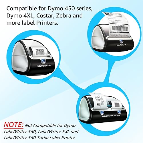 Miniatura 5 de 4 rollos (130 etiquetas/rollo) compatibles con Dymo LabelWriter 30327 etiquetas blancas para carpetas de archivos de 9/16 pulgadas x 3-7/16 pulgadas