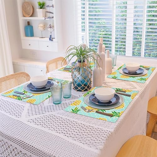 Miniatura 8 de Pineapple Plants Theme Placemats Set of 4 Table Mats Washable Placemat Waterproof Place Mats for Party Home Dining Table Decor 18x12 in
