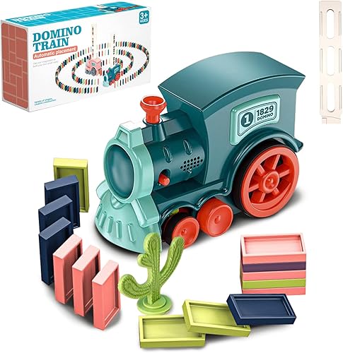Geohee Dominoes - Juego de juguetes automáticos de tren de dominó, 180 piezas, juego creativo de bloques de tren de dominó, juguete de construcción