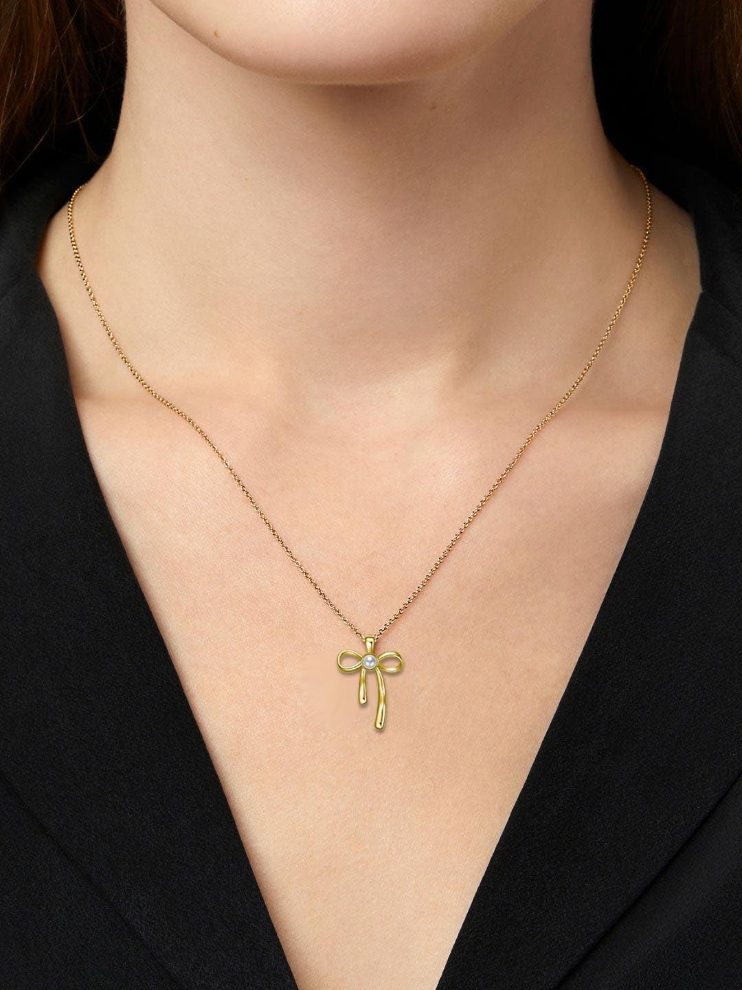 Rnivida 925 Sterling Silver Bow Ribbon Pendant Necklace for Women, 18" Chain - Image 4