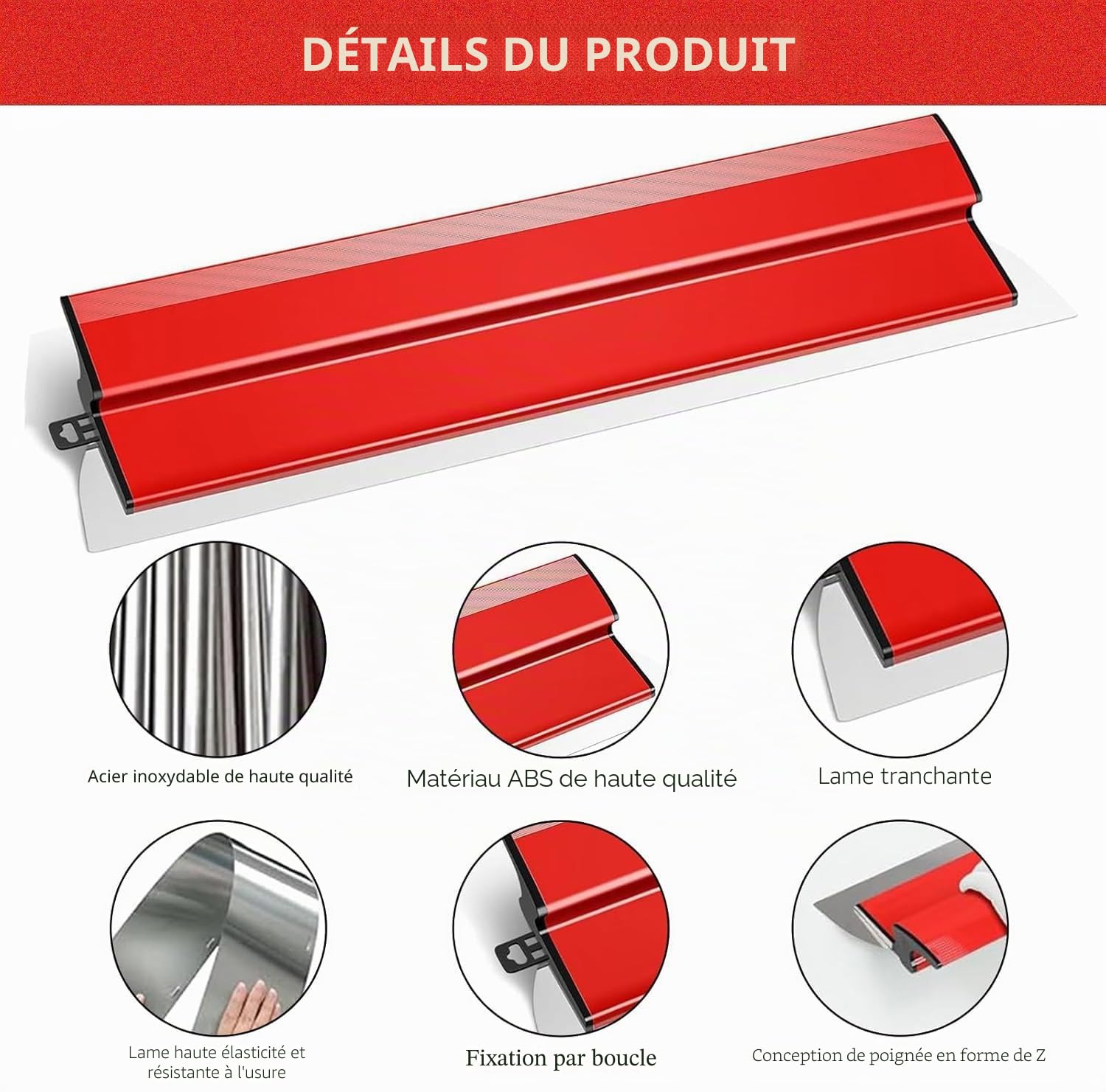 Kit de spatules en acier inoxydable - 0,38 mm et 0,5 mm d'épaisseur - 80 cm / 60 cm / 40 cm / 25 cm - Pour grandes surfaces de travail, décoration murale et construction