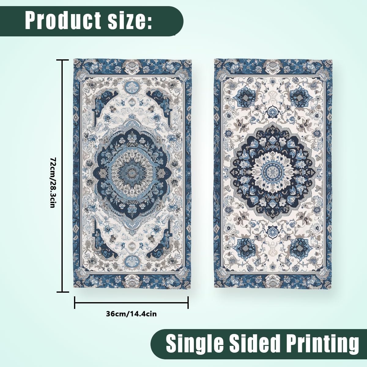 Boho Carpet Style Hand Towels Bathroom Set of 2 Absorbent Bohemian Mandala Blue Bathroom Kitchen Towels Set of 2 Face Towels for Bathroom Gym Hotel Sport Decor Gifts for Women Man 14x28 Inch - Image 3