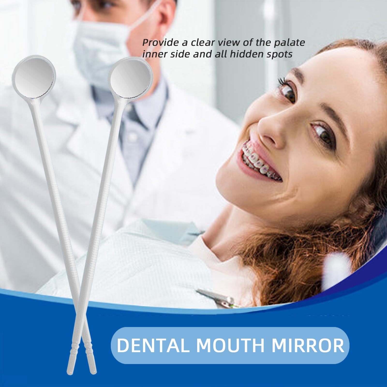 Disposable Dental Mirrors (100 Pack) -Dentists and Home Use Anti Fog Dental Mirrors - Plastic Mouth Mirror with Comfort Grip for Kids Adults - Dental Tools Individually Packed (White (100 Pieces))