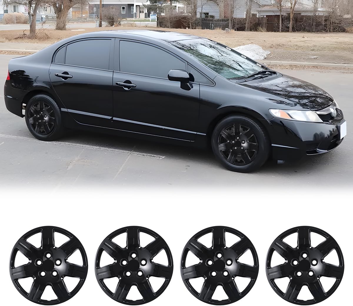 WOLFSTORM 16" Hubcaps for Honda Civic 20062011 Steel Wheels, R16 Car Hubcaps Snap