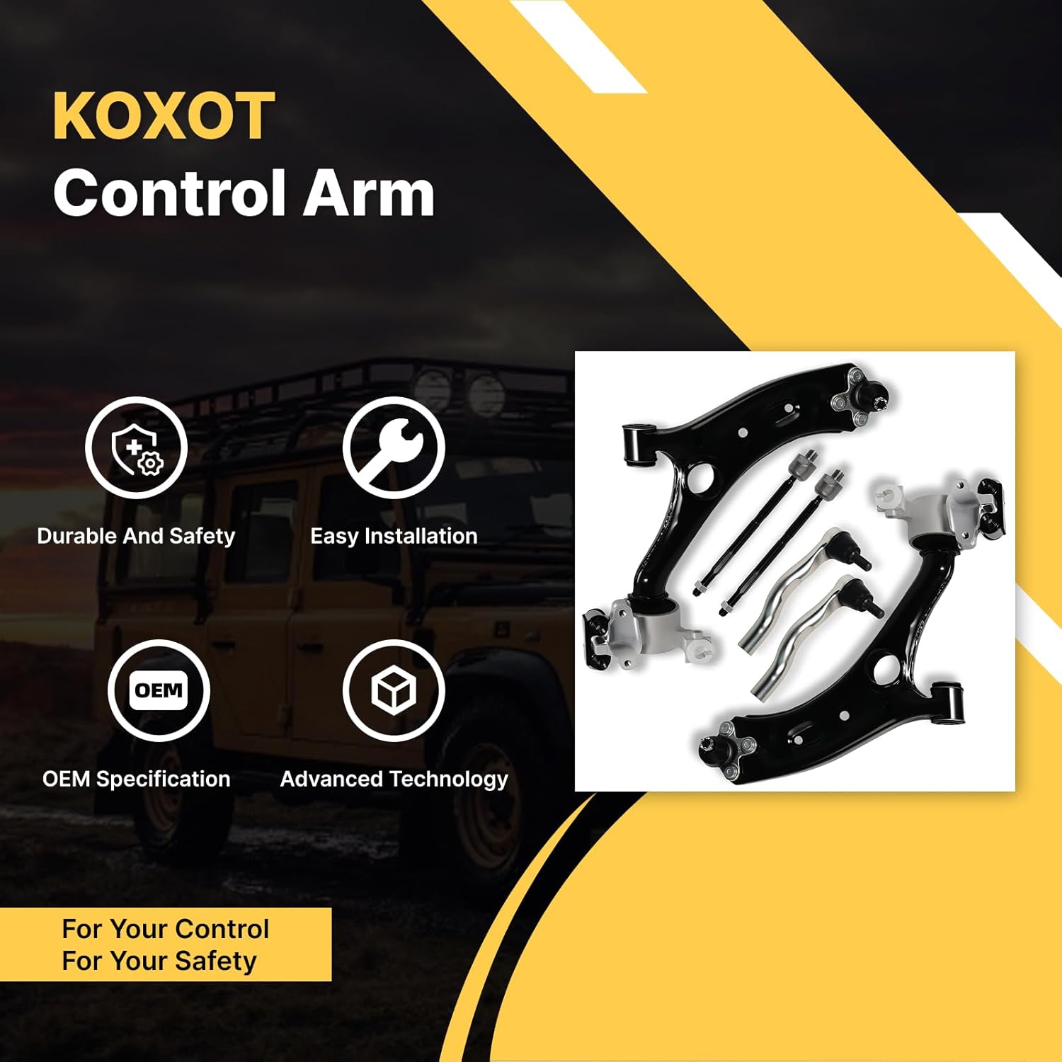 6Pc Front Lower Control Arm with Ball Joints Inner Outer Tie Rod Fit for Honda 2017 2018 2019 2020 2021 2022 CR-V CMS601054 CMS601055 K750908 ES801495 ES801496