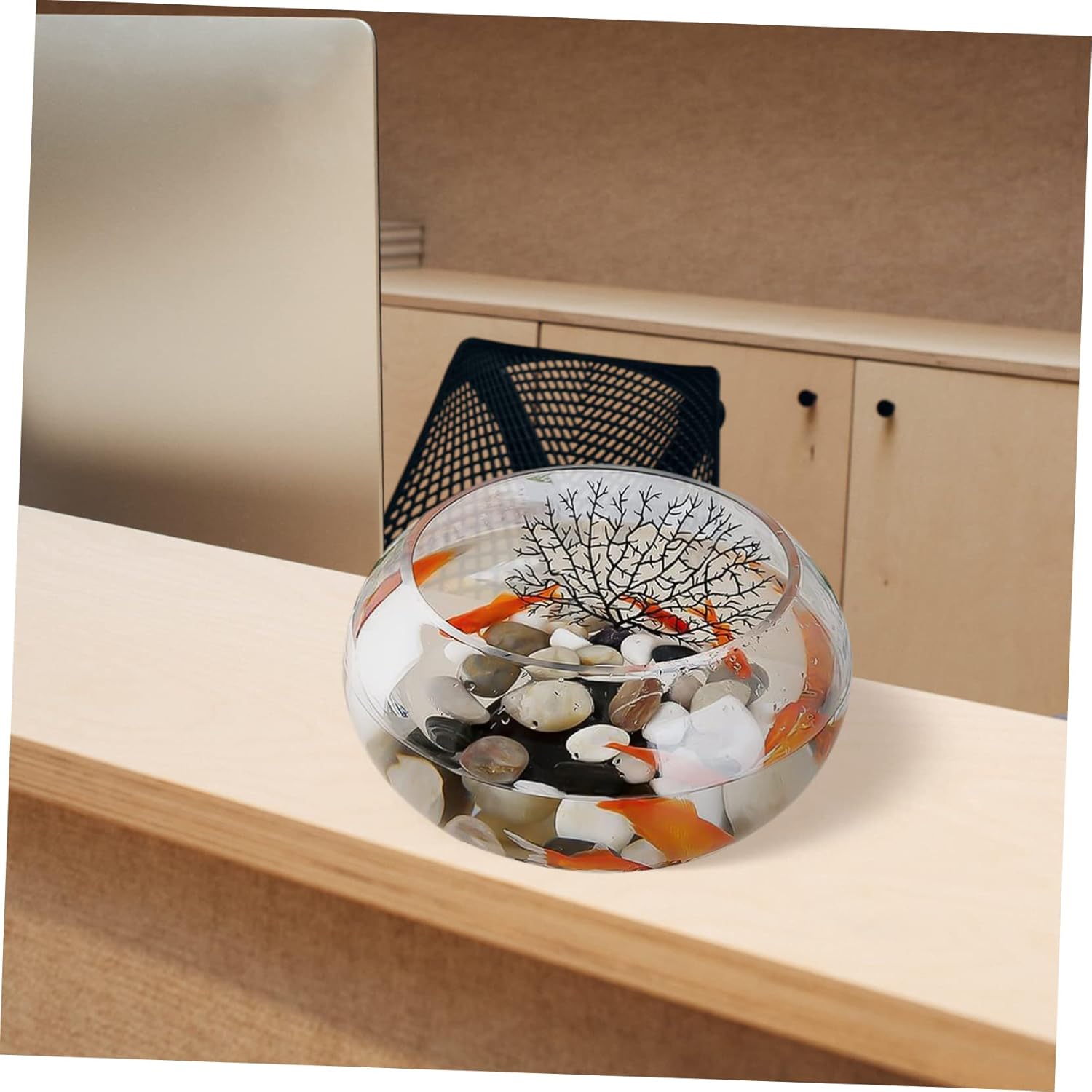 MERRYHAPY Cylinder Aquarium Transparent Goldfish Tank Glass Bowl Vase for Home Office Decor