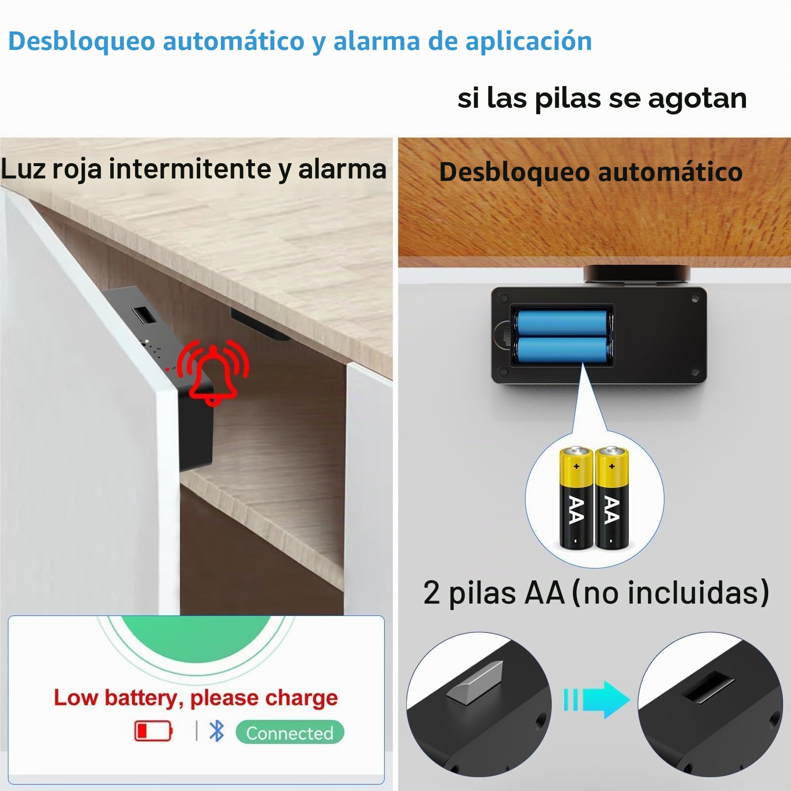 Cerradura de cajón con tarjeta RFID, NFC, cerradura oculta para gabinetes de cocina, despensa, muebles, cerradura de puerta de armario eLinkSmart con aplicación Bluetooth, seguridad infantil, no