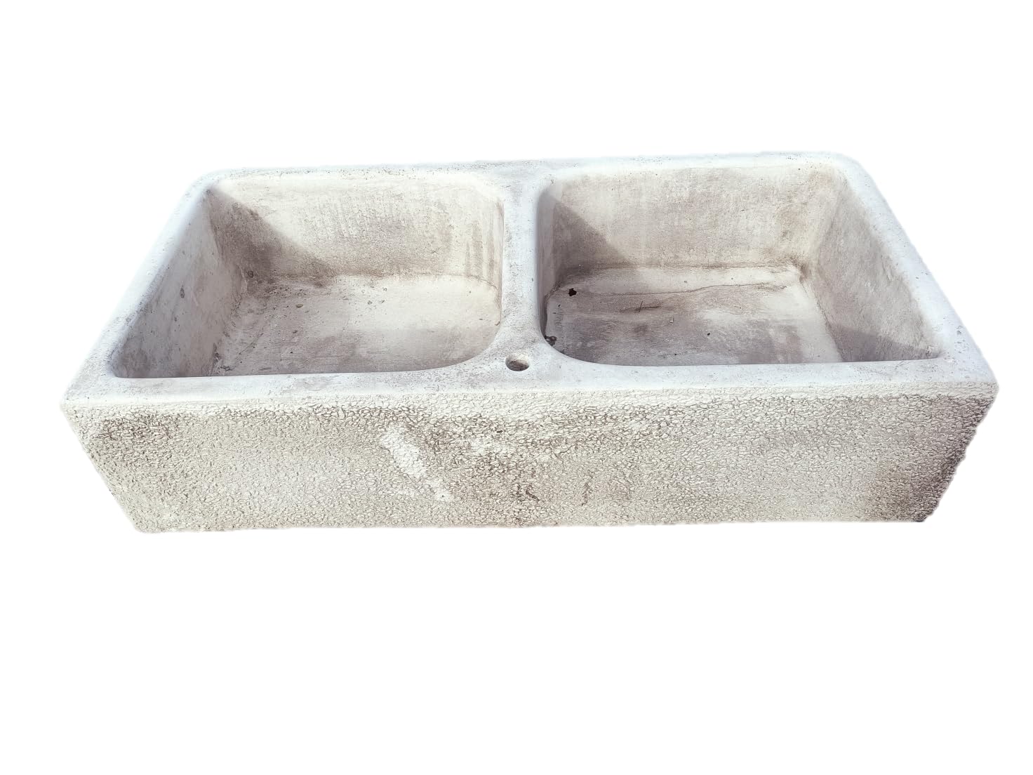 Centro Ardolino Lavello in Cemento Ricostruito, Lavabo, FONTANA, due vasche anticato grigio, Misure: L 91x46 - H 23 CM.