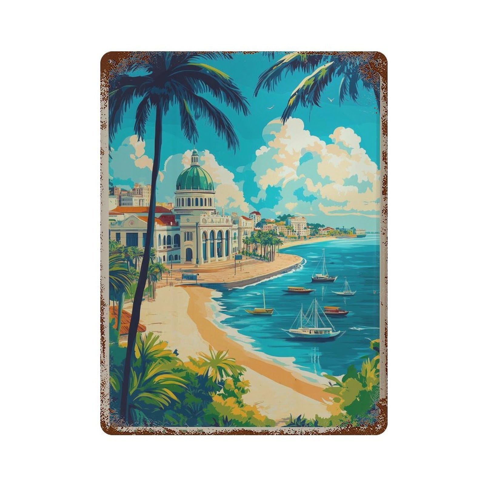 xiaoxiaoshen Maputo Mozambique Travel Indian Ocean Wall Decor Art Metal Tin Poster Modern Home Decor Art Home Bar Shop Decorations Vintage Sign 40x30cm