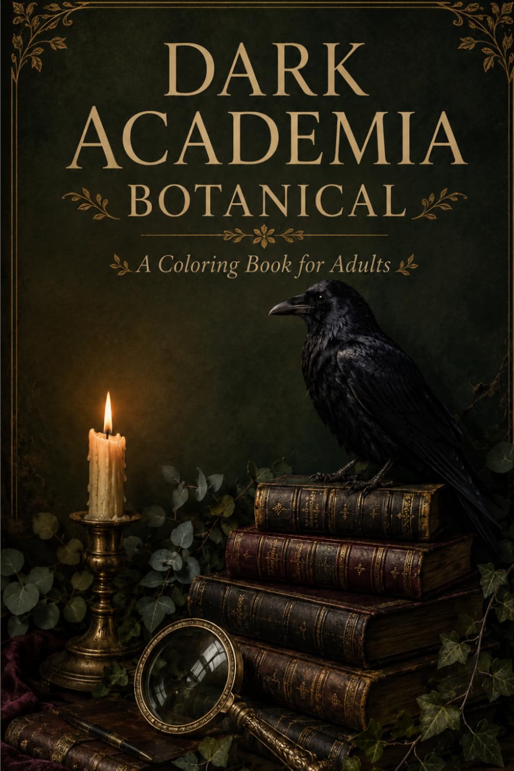 Dark Academia Botanical: A Coloring Book for Adults