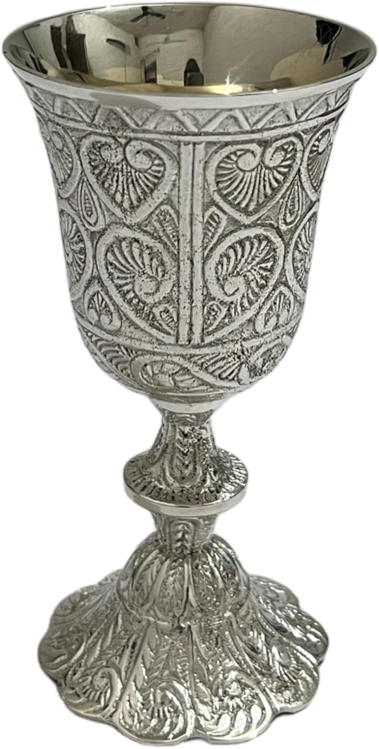 Brass Wine Chalice Goblet Silver Plating Cup For Communion Medieval Inspired Harry Potter Chalice Goblet