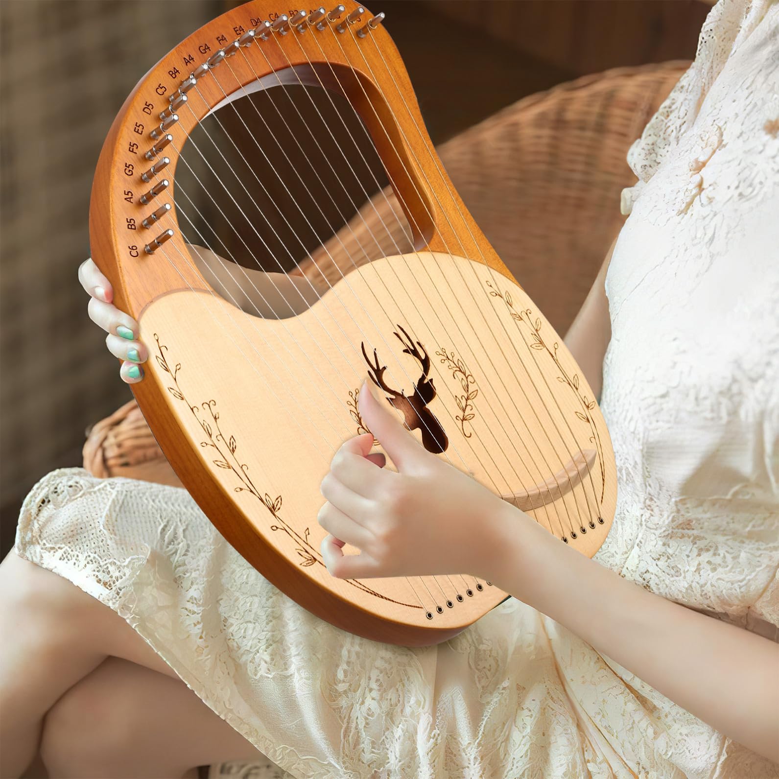 ERINGOGO 1ensemble Lyre Harp Portable Métalliques Avec Clé Et De Rangement Pour Débutants
