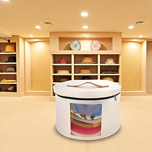 Miniatura 4 de Memfish Caja para sombreros, cajas de almacenamiento para mujer, organizador grande de viaje para sombreros redondos (blanco)