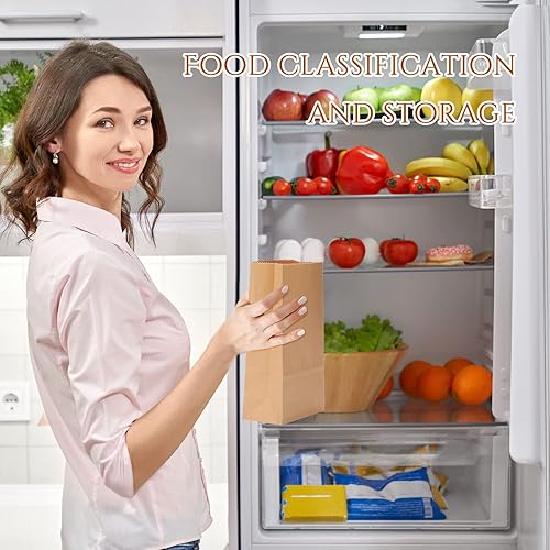 Miniatura 9 de 200 bolsas de papel pequeñas, mini golosinas de papel de 1 libra, bolsas de almuerzo de papel kraft de 6.7 x 3.54 x 2.36 pulgadas para Navidad,