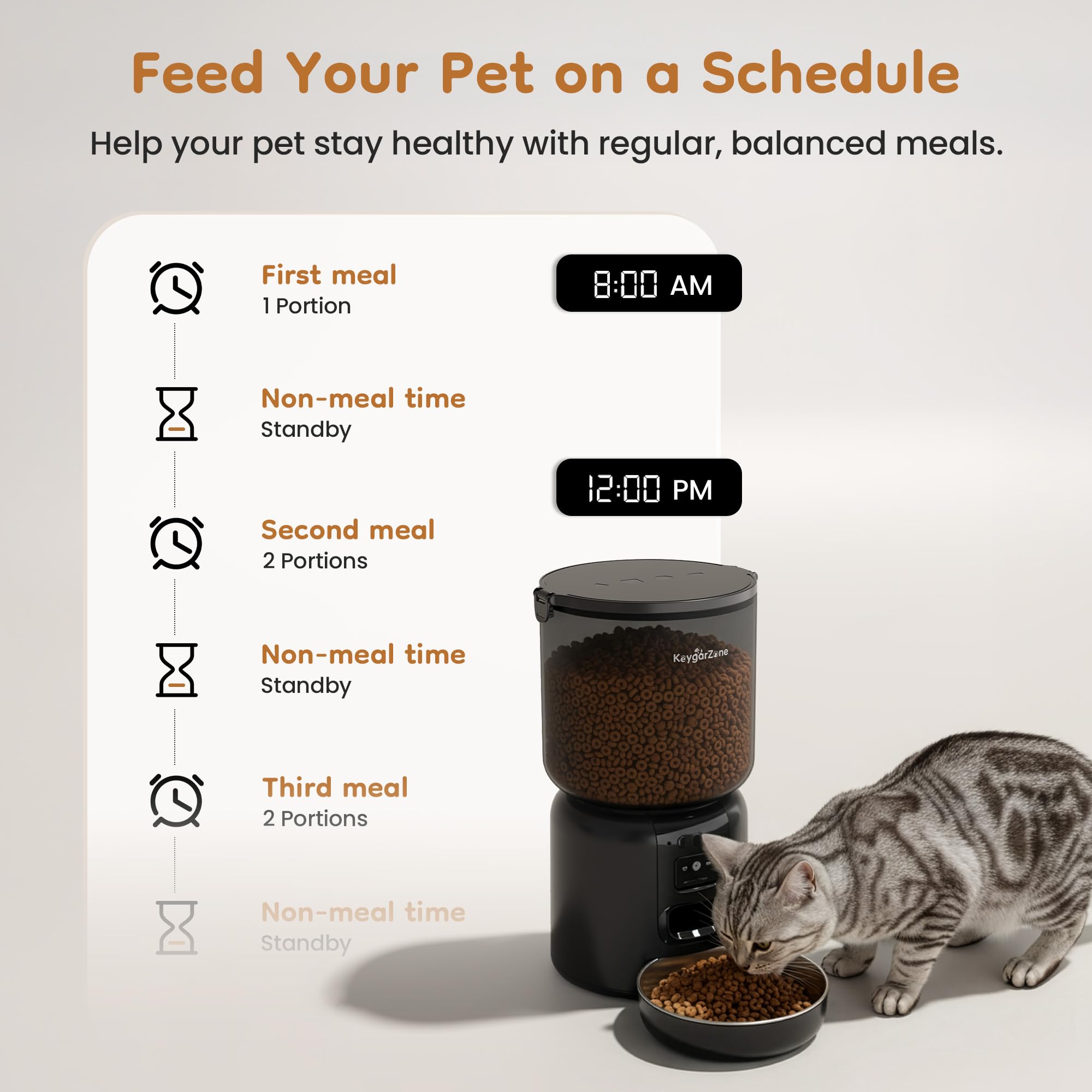Automatic Cat Feeder, Adjustable 1080p Camera, 5G WiFi & App Control Cat Food Dispenser, Automatic Feeder Cat Dry Food with Dual Power & Voice Recording, Smart Automatic Dog Feeder Portion Control - image 5