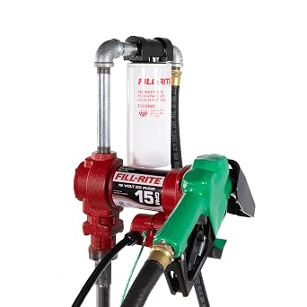 Fill-Rite FR1210HA1F 12V 15 GPM (57 LPM) Fuel Transfer Pump with Discharge Hose, Automatic Nozzle, Filter Kit, Suction Pipe