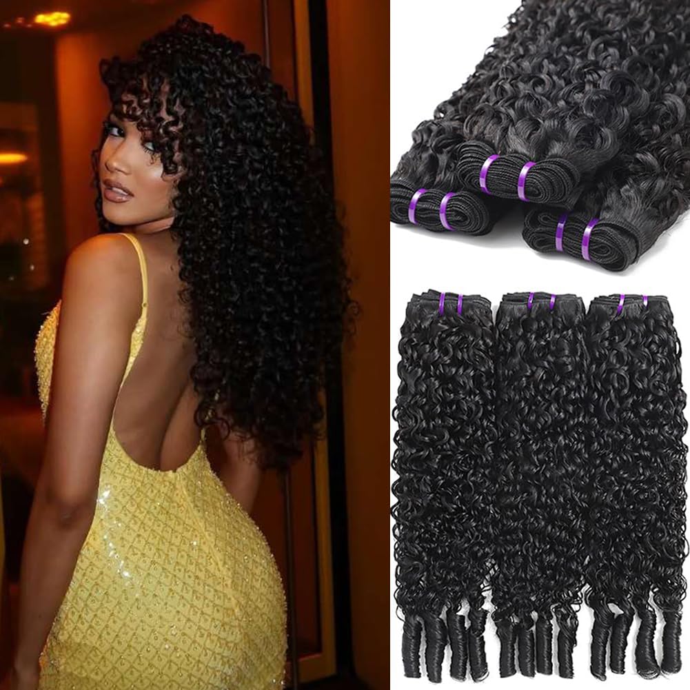 Burmese Curly Bundles 100% Unprocessed Wet and Wavy 3 Bundles Human Hair 22 24 26 Inch 14A Burmese Curly Bundles Human Hair with Spiral Curls End Quick Weave Hair for Women Double Weft Natural Color