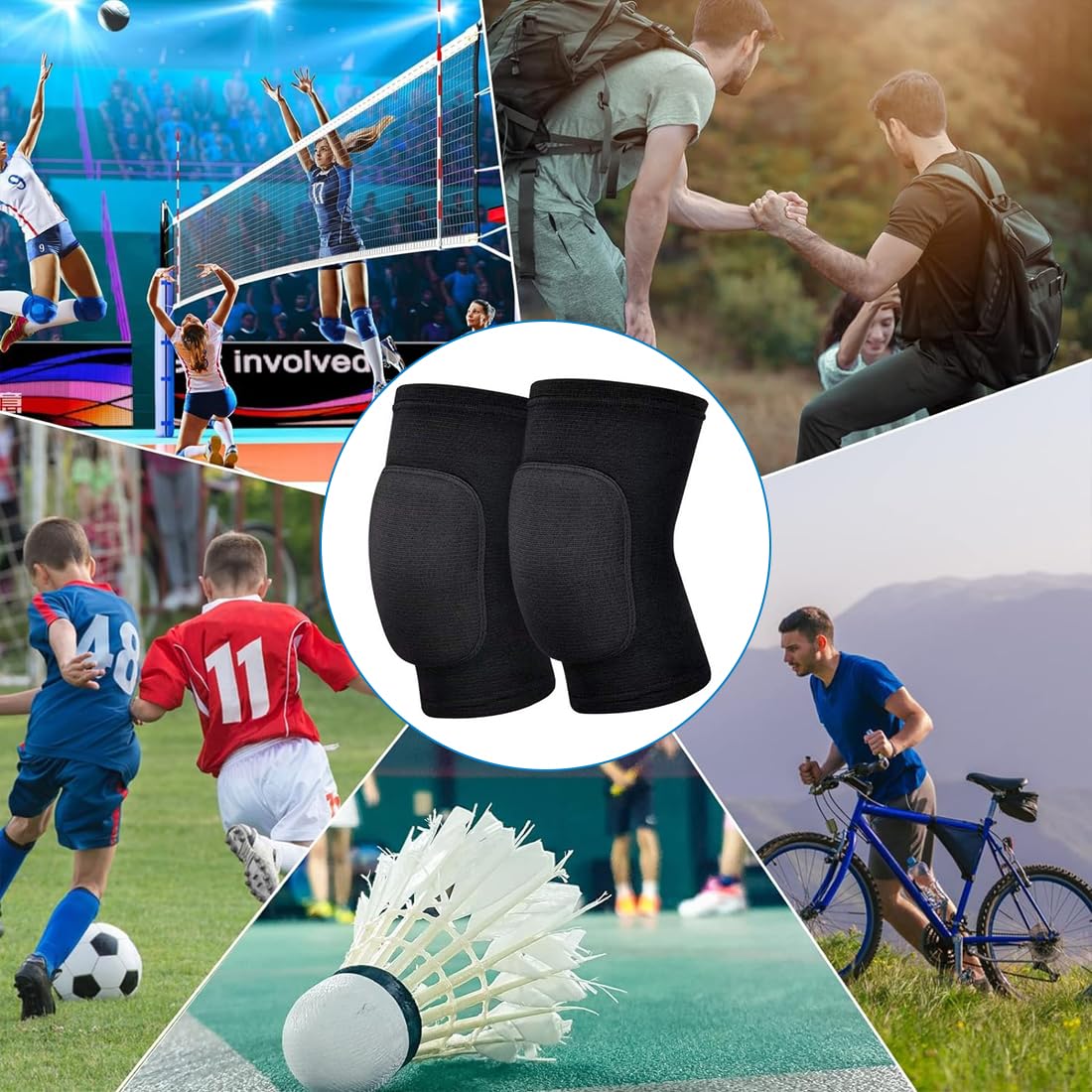 1 paire de genouillères de sport compression de la rotule design élastique antidérapant - convient pour la course à pied le sport l'arthrite et la récupération des blessures (Taille universelle)