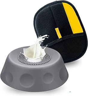 Dog & Cat Slow Feeder Bowl with Center Licking Design + Bonus Pet Glove Set