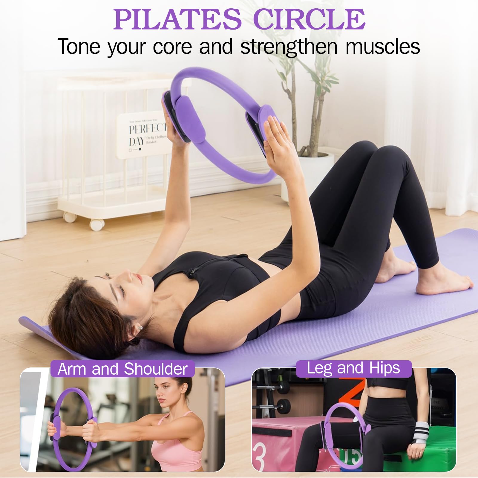 Kit Pilates Maison Femmes, Ensemble Pilates & Yoga Essentiel avec Anneau, Ballon, Bandes de Résistance