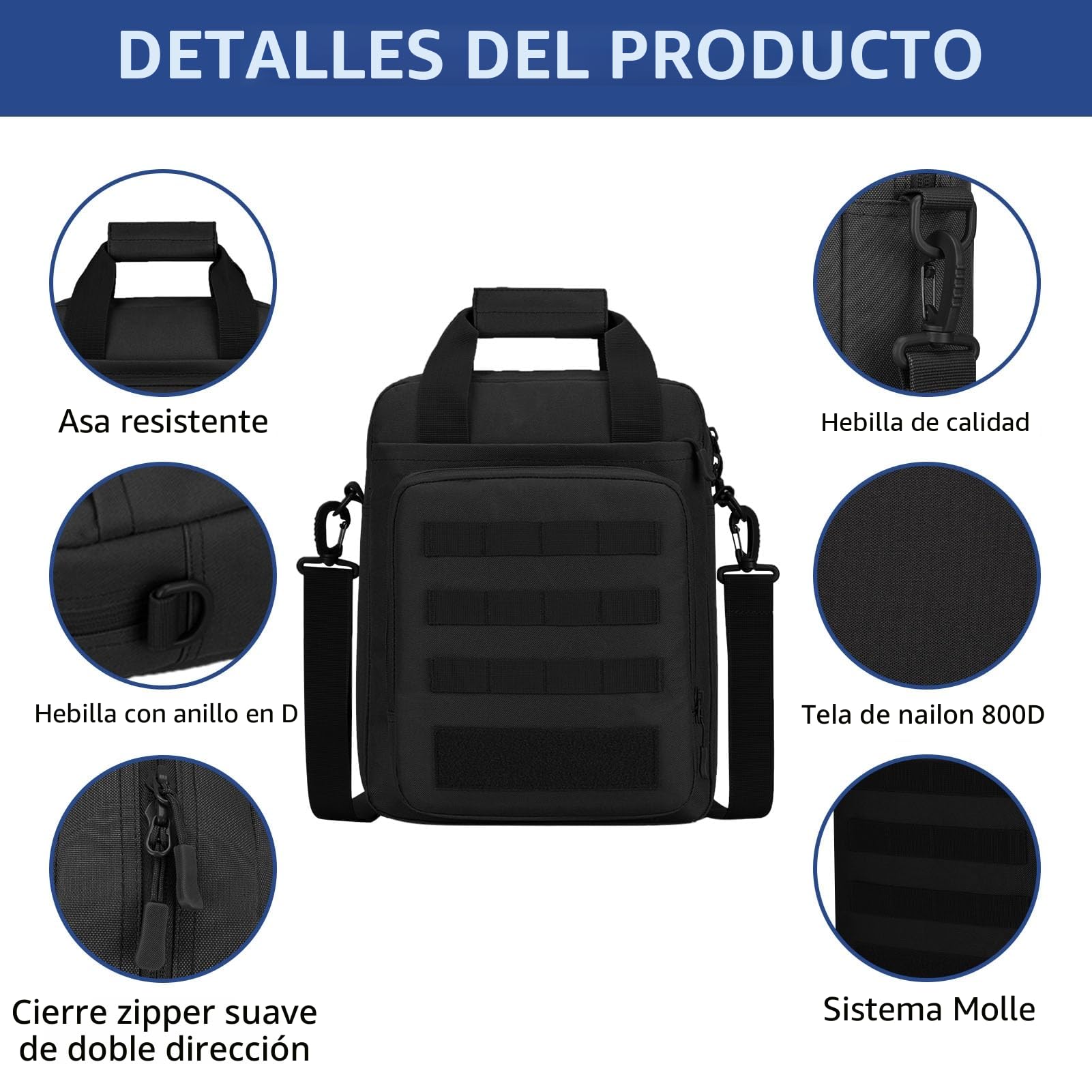ZHIERNA Táctical Bolso Bandolera Táctico para Hombre Bolsa de Hombro Bolsa de Mensajero Impermeable Bolsa de Pecho Molle Oxford Bolso para Trabajo Cazar Acampada Camping Senderismo Trekking