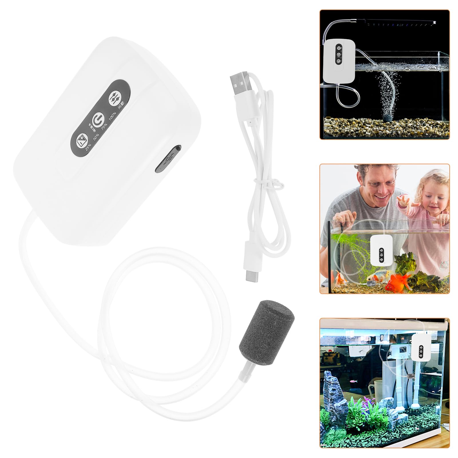 Toddmomy Super Stiller Pumpe Fisch Tank Luft Mini Aquarium-Bubbler Versorgung Mit Aquarien Sauerstoffsprudler Zubehör Für Aquarien Weiß Plastik