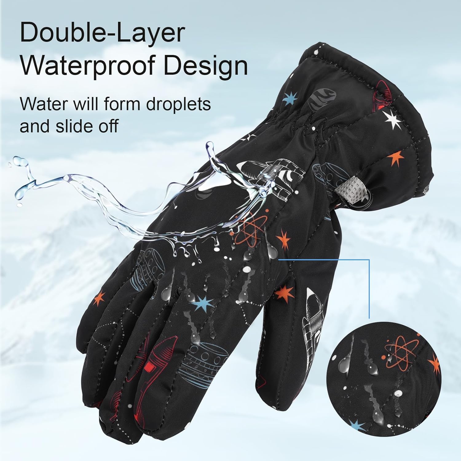 Kids Ski Snow Gloves, Waterproof Warm Touchscreen Winter Gloves, Cold Weather Windproof Gloves Boys Girls Skiing Snowboarding Cycling Outdoor - Image 3