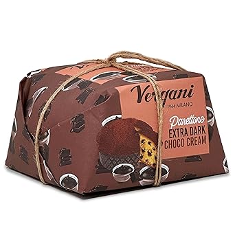 Vergani Extra Dark Chocolate Panettone, Pack of 1 - Traditional Italian Holiday Cake with Rich Chocolate Filling, Premium Gift-Boxed Dessert - 750g 1.65 lb x1