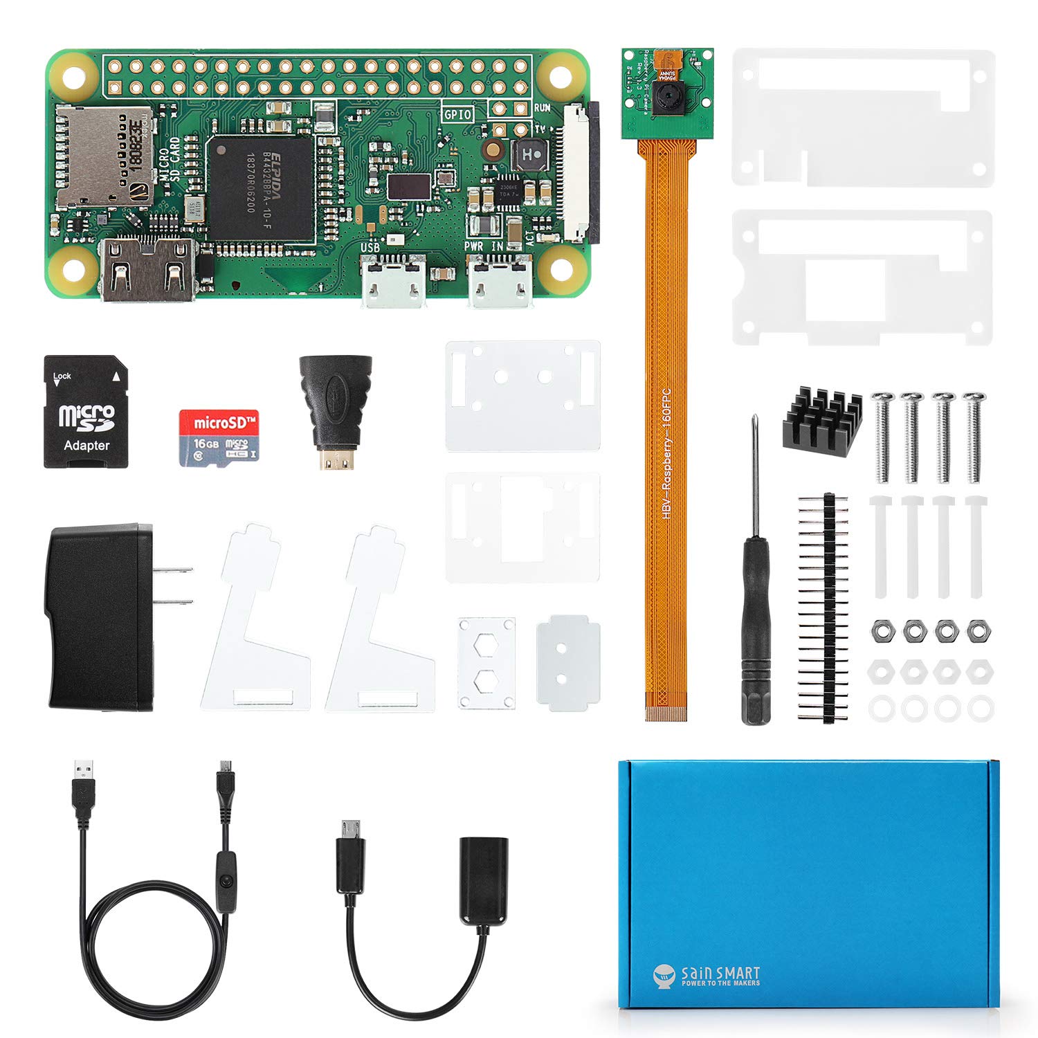 SainSmart Raspberry Pi Zero W CHIKU Starter Kit, Deluxe Edition with Pi Zero W & 5MP Camera