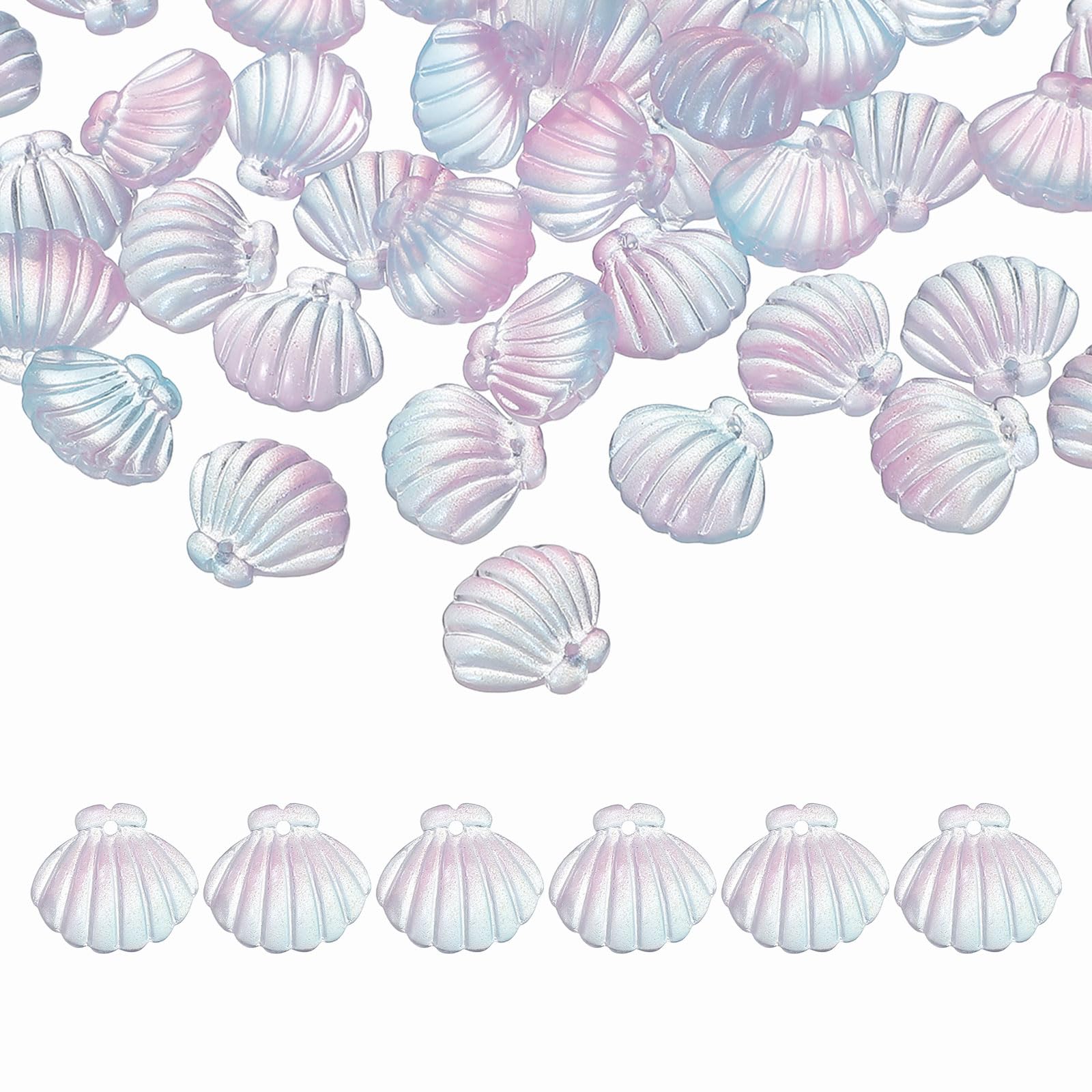Perles en cristal de verre coquillage violet bleu pour bijoux (100 pièces)