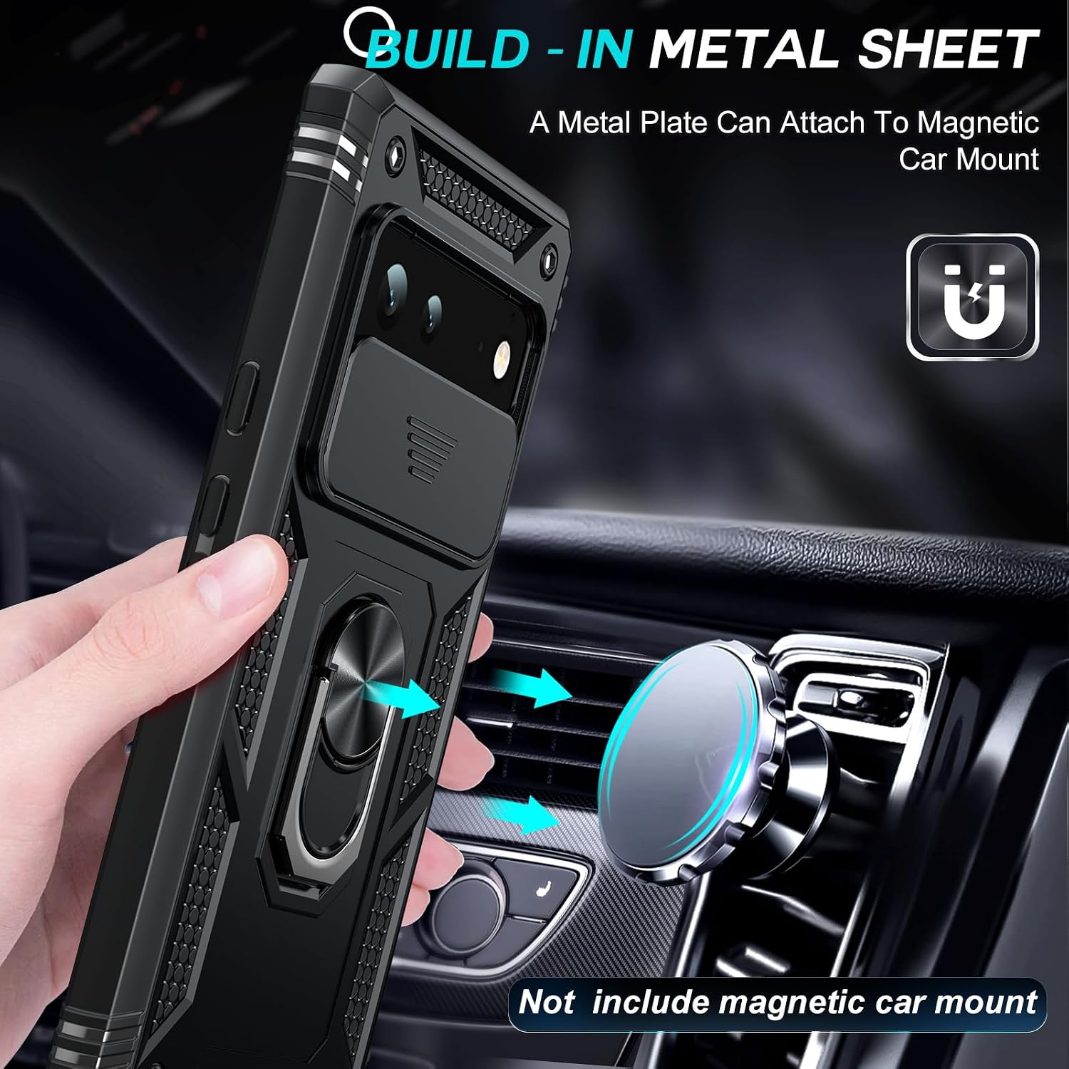 LeYi for Google Pixel 6 Case Full Body Military-Grade Shockproof, Black image 4