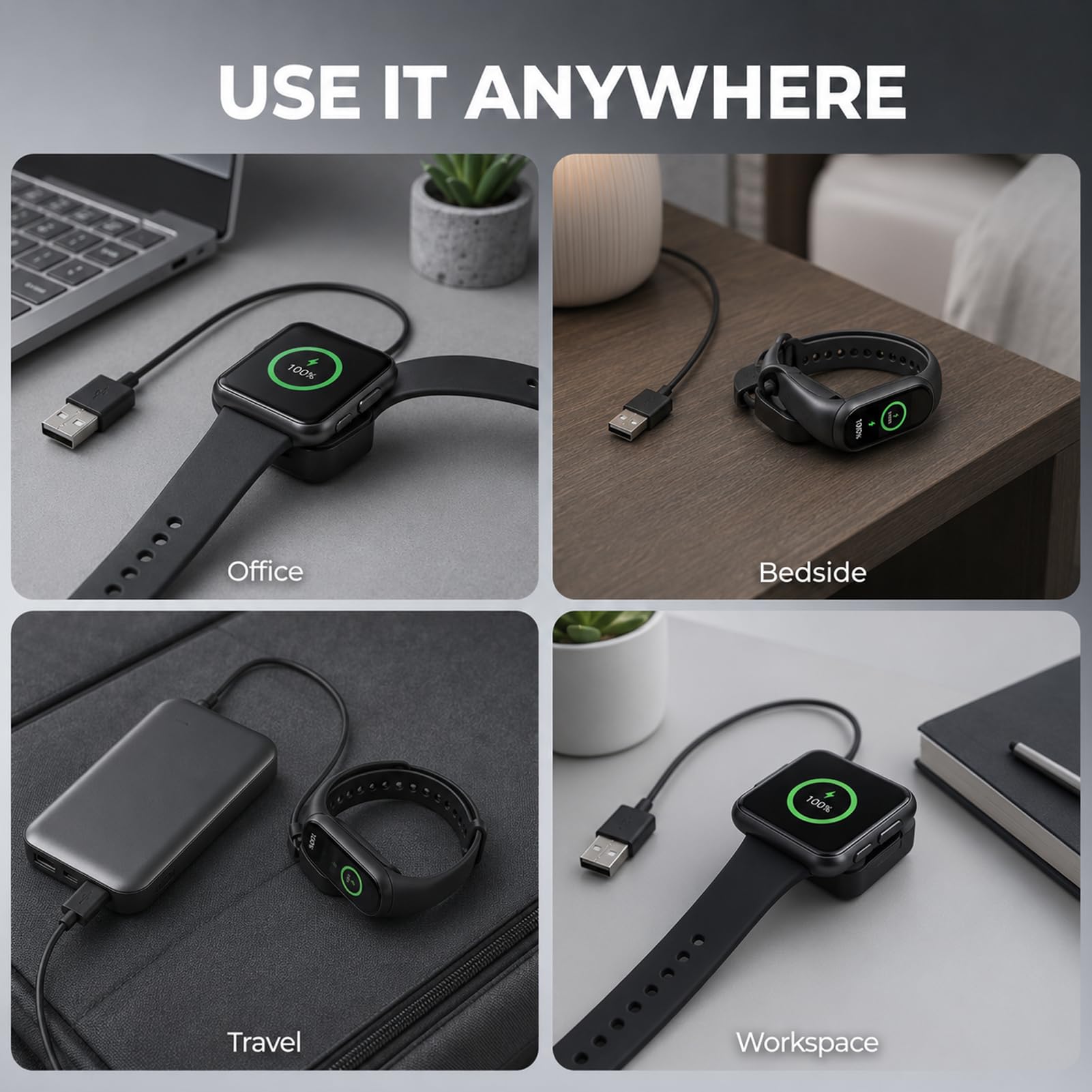 2 Stück Ladekabel, kompatibel mit Amazfit GTR 2 2e GTS 2 Mini 4 Mini Bip 3 5 U Pro Active Edge T Rex Pro USB Ladegerät Ersatz Kabel Adapter Schnellladung stabil (60 cm)