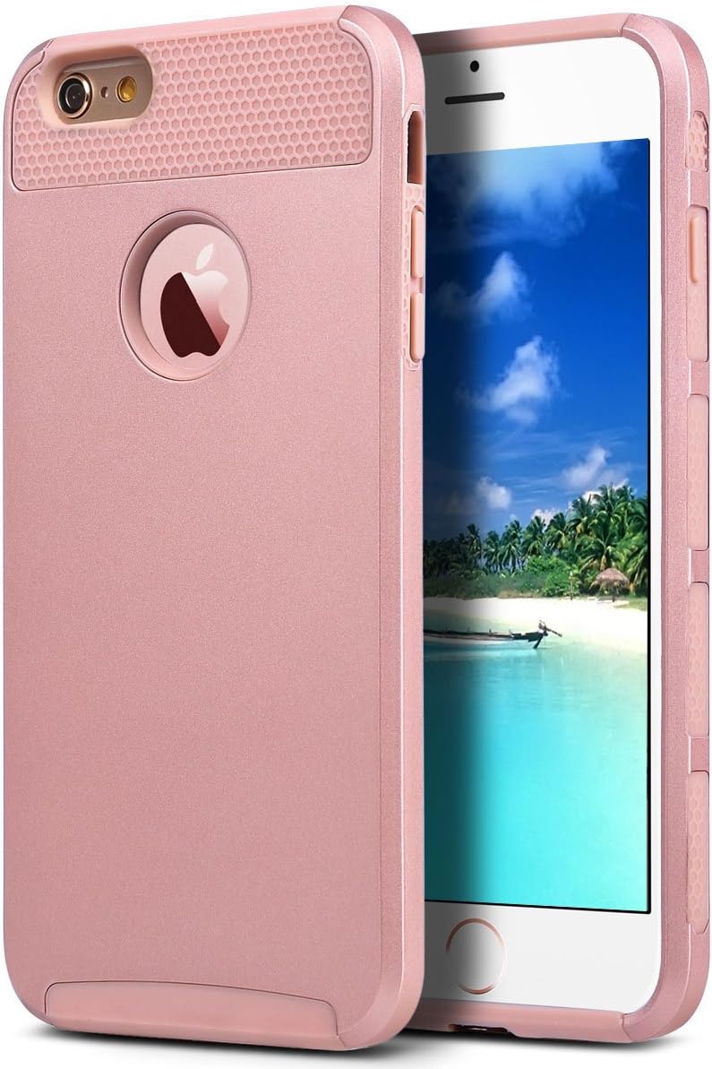 iPhone 6 Plus Case Rose Gold,iPhone 6S Plus Case,DiaoC Slim [Dual Layer] Protection [Scratch Resistant] Hard Back Cover [Shock Absorbent] TPU Bumper Case for Apple iPhone 6/6S Plus 5.5 inch- Rose Gold