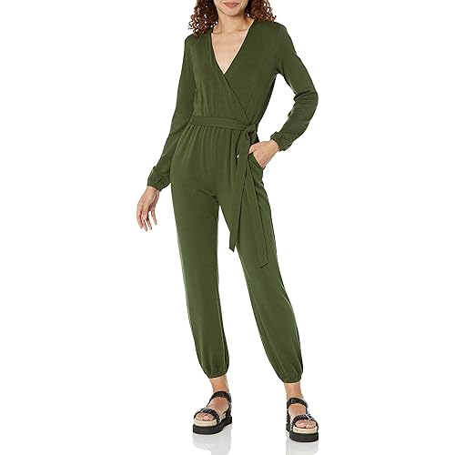 Amazon Essentials Women's Knit Surplice Jumpsuit (Available in Plus Size)