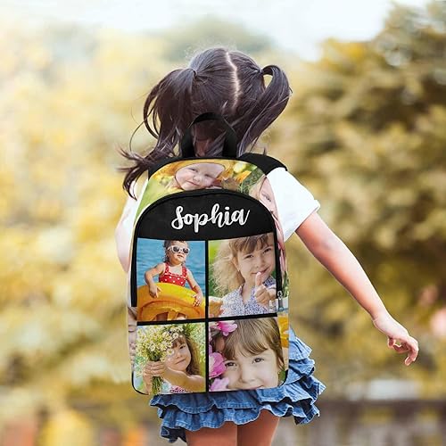 Miniatura 6 de M YESCUSTOM Mochila informal personalizada con fotos, bolsas escolares personalizadas con nombre de niño para niños, niñas, adolescentes, bolsa de