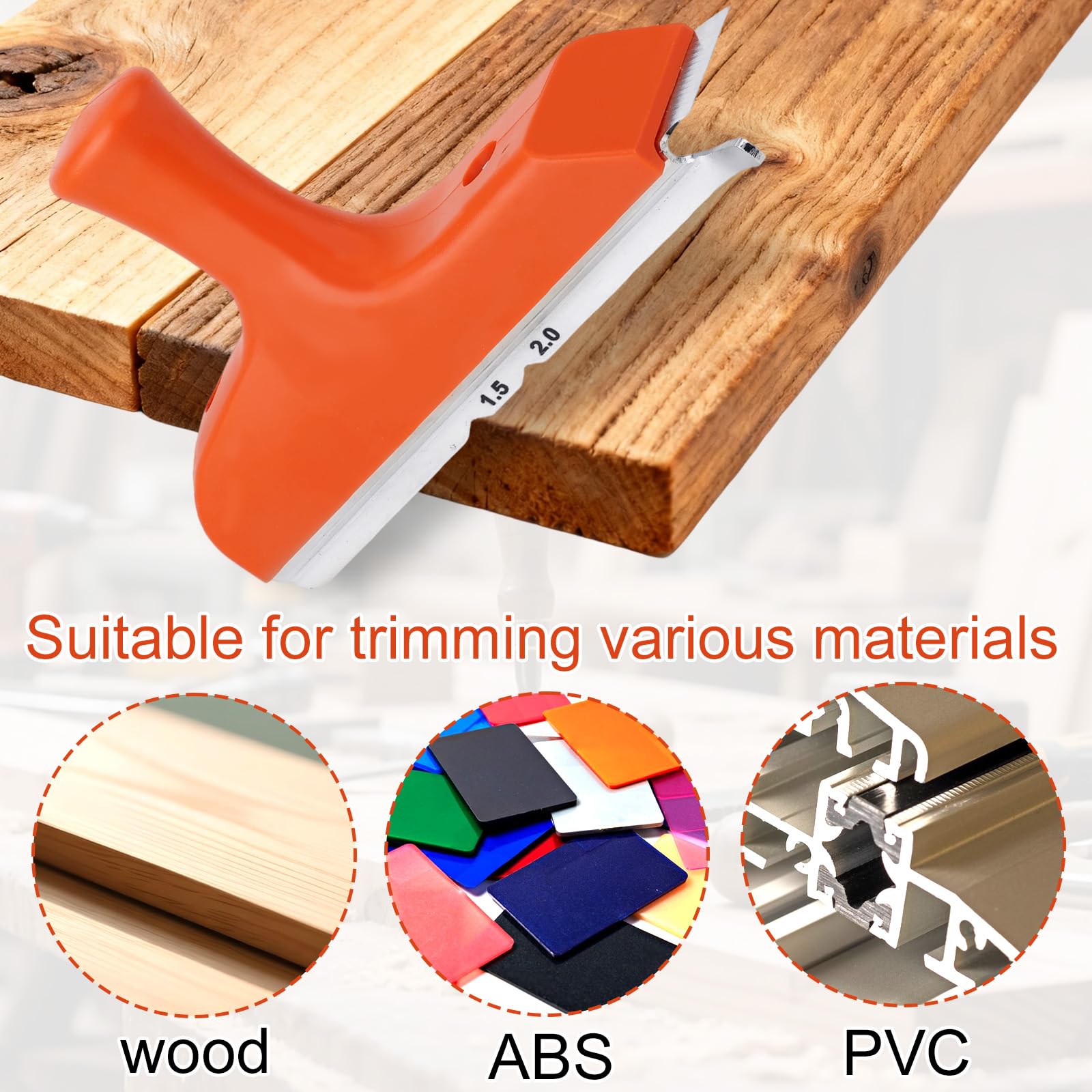 Recortadora Cantos con Hoja Acero Inoxidable y Mango Ergonómico, Herramienta para Trabajar Madera para Desbarbar Cepillar Corregir Cantos Madera Chapa PVC ABS en Superficies Rectas y Curvas