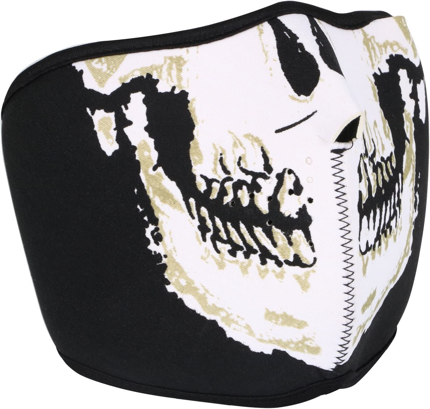Maxx Pro Boxing Gear Unisex Black White Maxx Black Neoprene Half Face Mask Skull Design Ski Mask, Biker Mask (Black White)