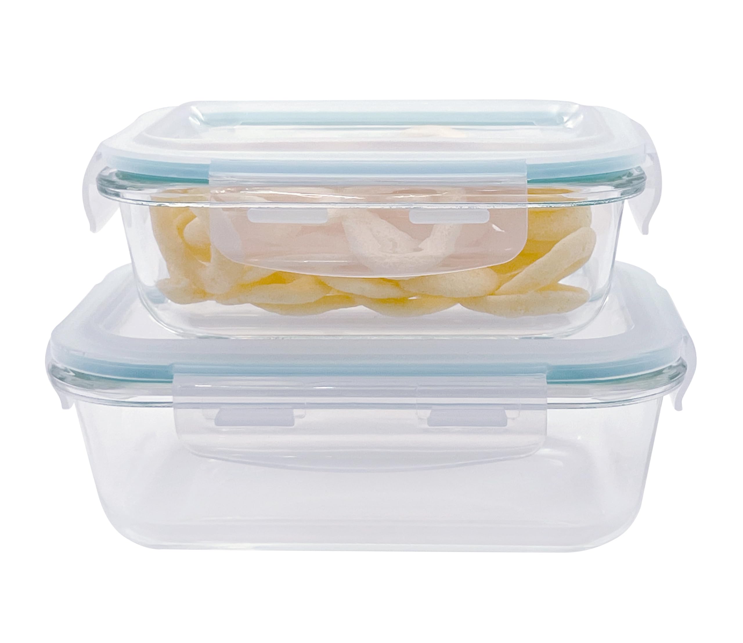 2-Piece Borosilicate Glass Food Storage Containers with Lids - Airtight, Leakproof, Stackable - Ideal for Food Prep, Meal Planning, Leftovers, Kitchen Organization – and lunch box 400ml & 650ml
