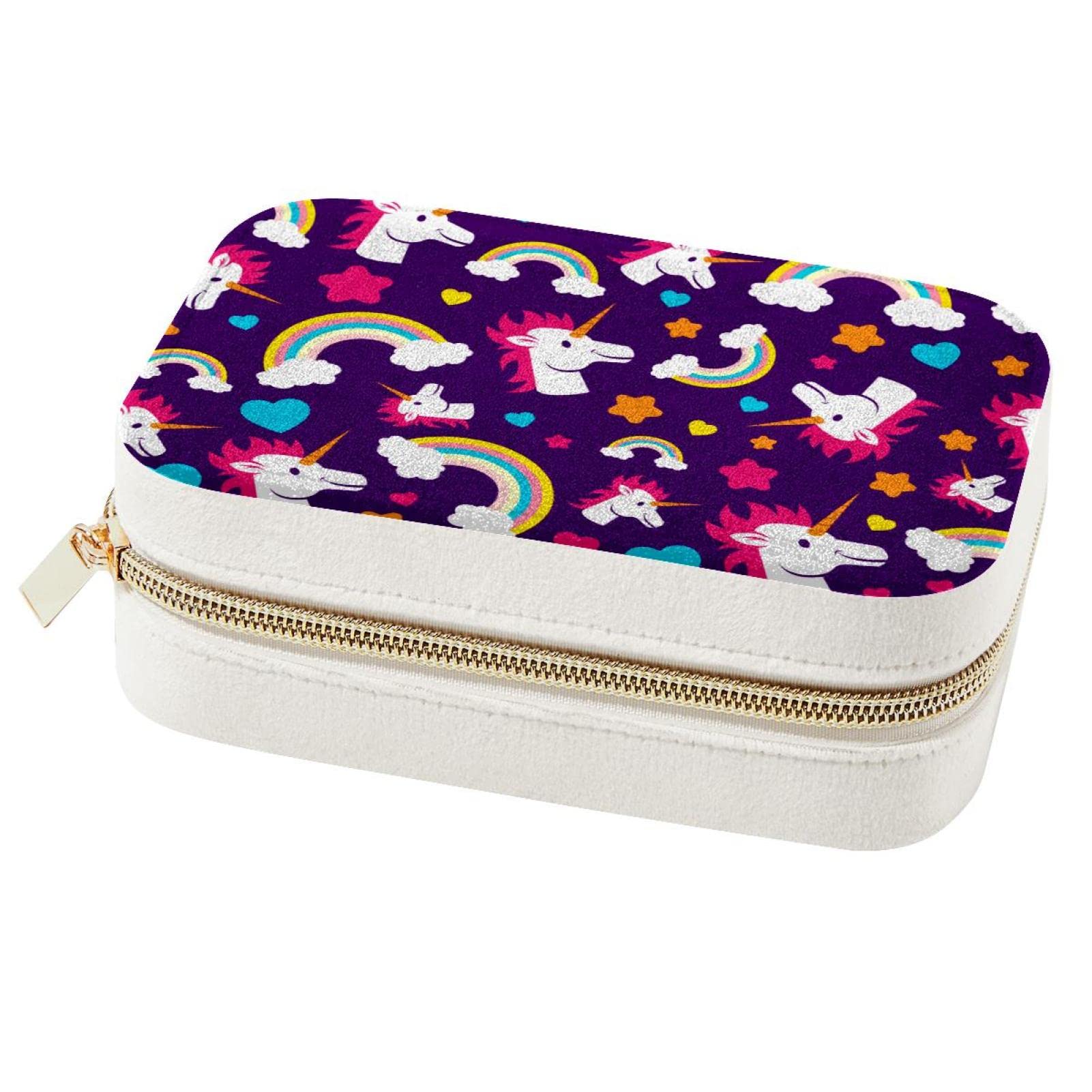 Boîte à bijoux portable de voyage licorne rose pour fille et femme