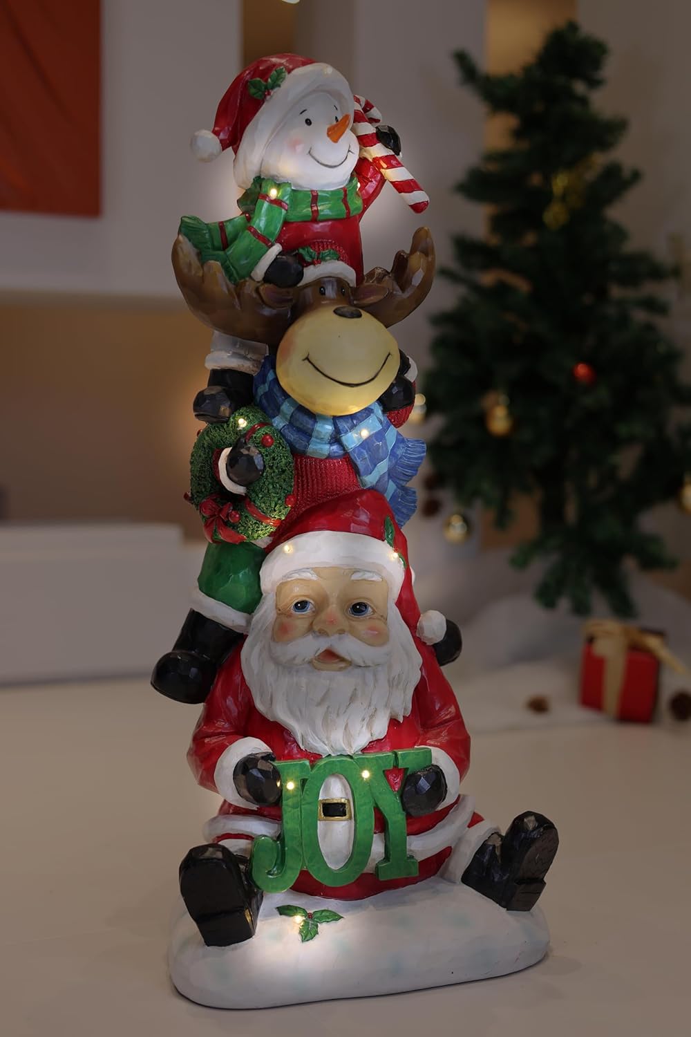 Hi-Line Gift Ltd 積み重ね雪だるま エルク サンタ クリスマス