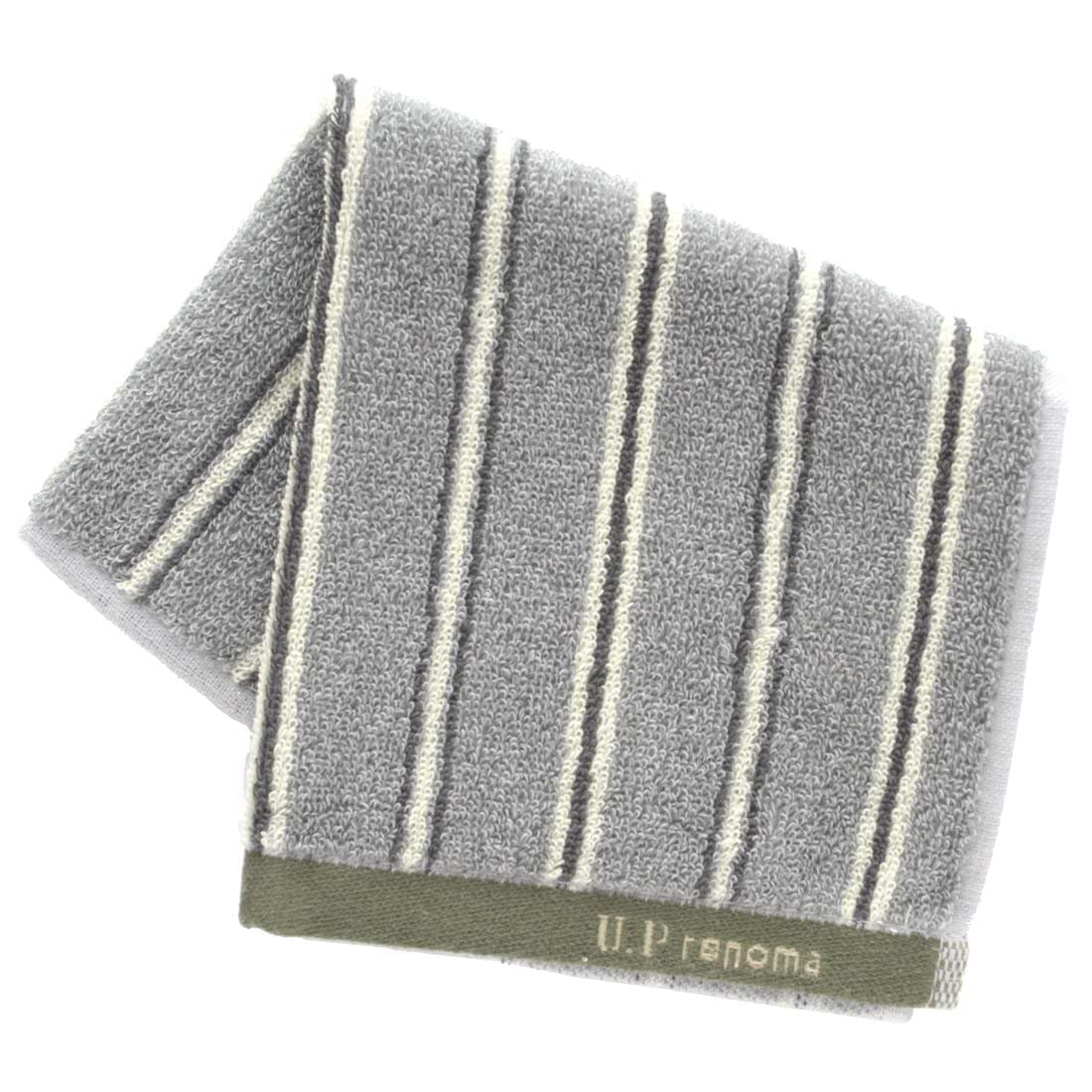 【U.P renoma】ユーピーレノマ タオルハンカチ ストライプ (グリーン) 紳士 メンズ タオル ハンドタオル 約25cm 001012-0001-02