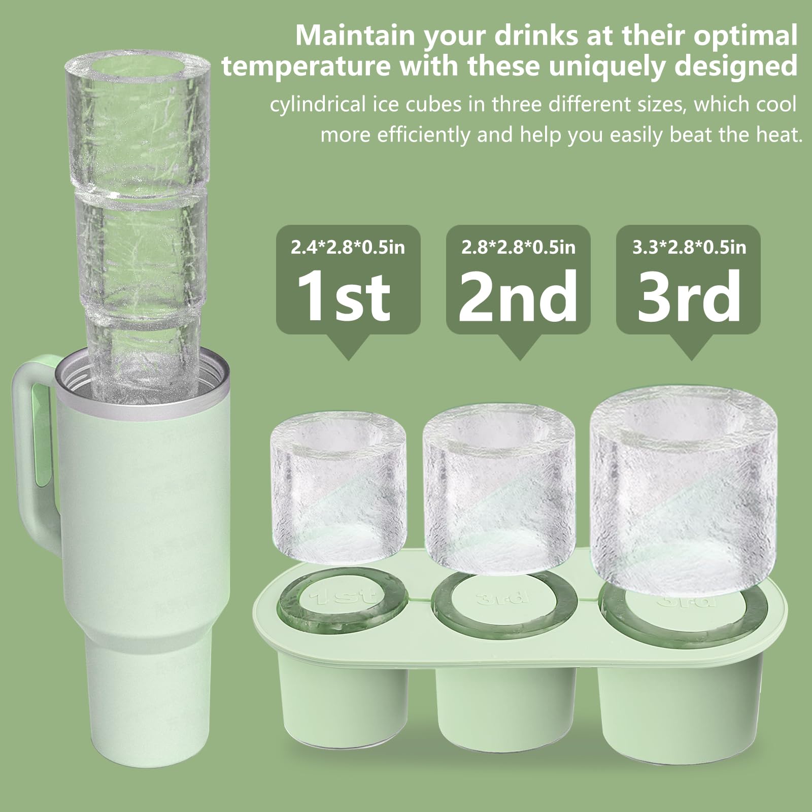 Molde De Hielo Cilíndrico Para Tazas Stanley — Haz Cubitos Grandes Que Encajan Perfecto