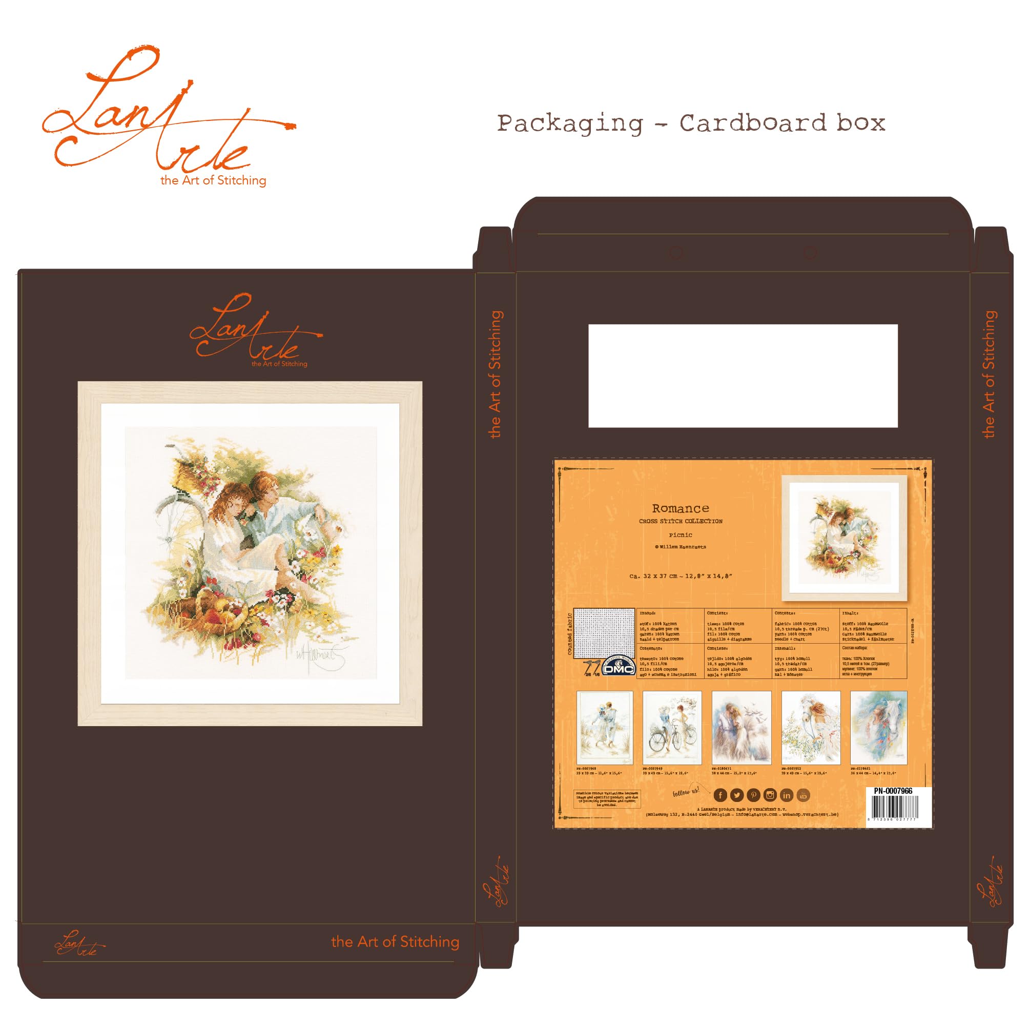 LANARTE Haft Krzyżykowy Liczony Zestaw Obraz do Haftu PIKNIK Zrób to Sam Zestaw Kreatywny dla Dorosłych Rękodzieło Artystyczne 37 x 37 cm Dekoracja Ścienna DIY Cross Stitch Kit